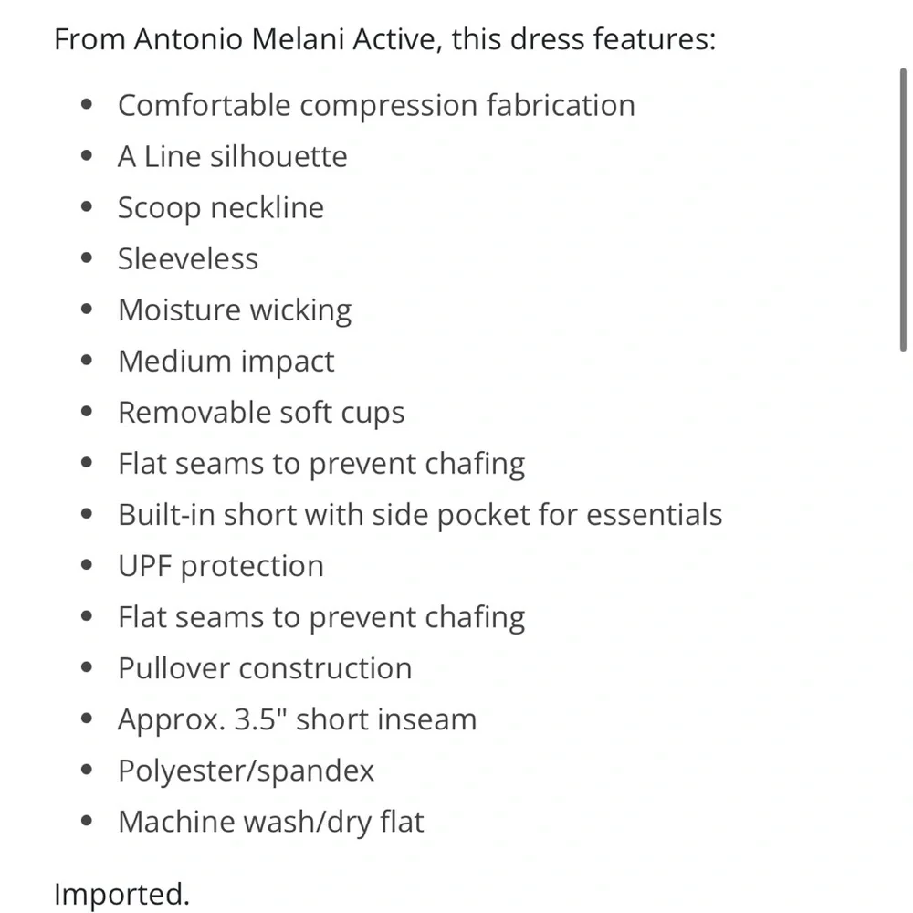 ANTONIO MELANI active tennis courtside built in shorts mini dress - Picture 3 of 9